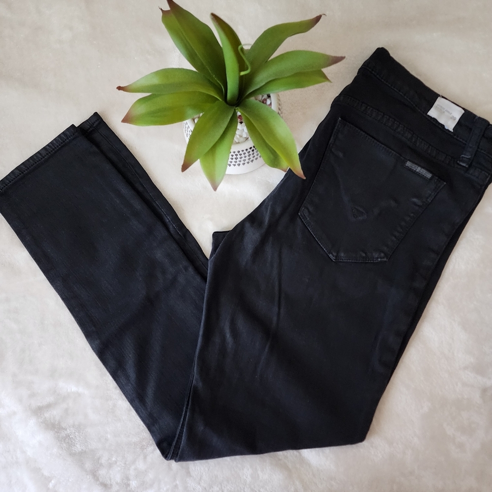 Hudson Natalie Midrise Ankle Jeans Skinny Black Stretch Denim
